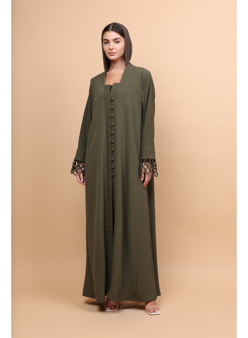 IKKXA Imperial Sage Buttoned Abaya - Image 5